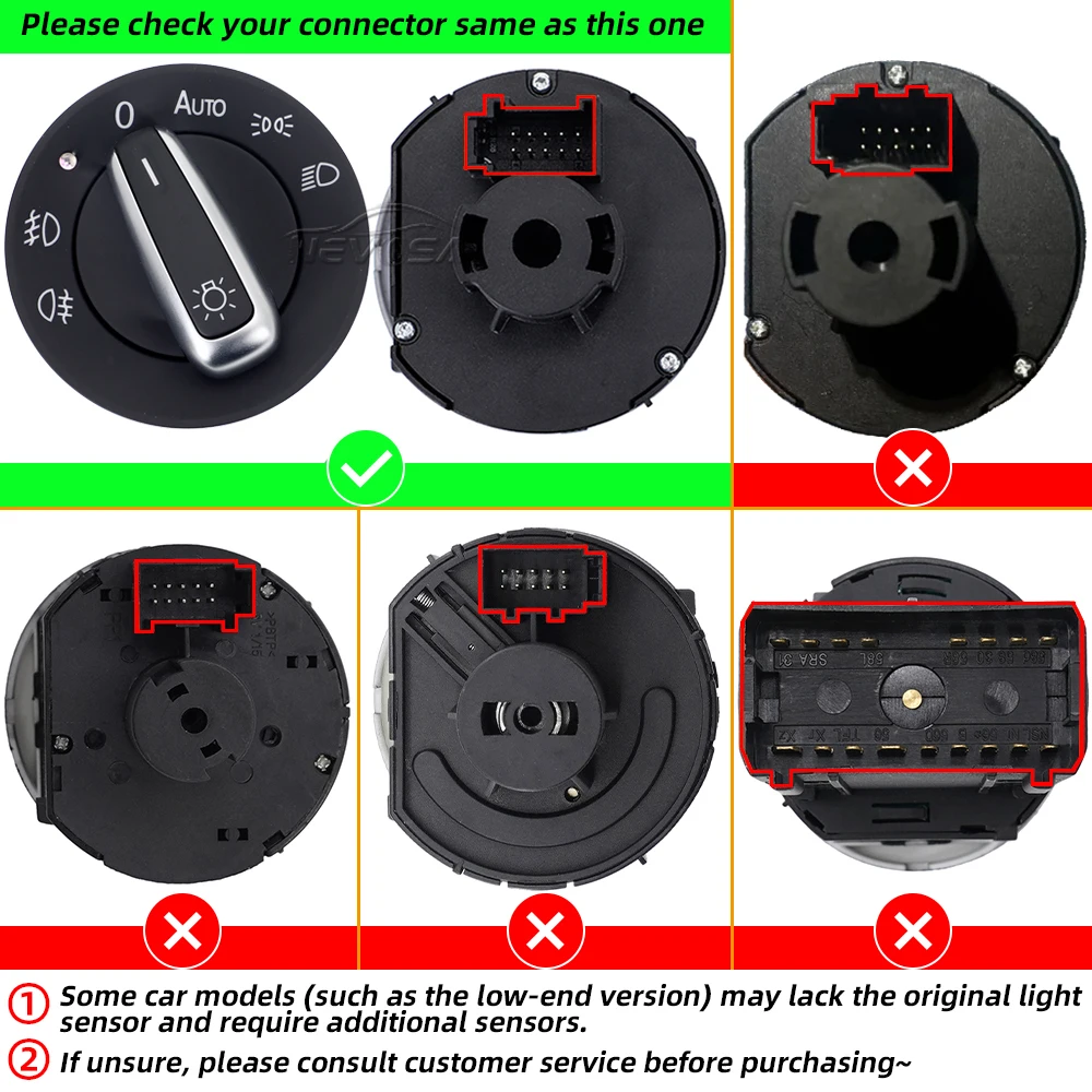 Auto Sensor Scheinwerfer Schalter Für VW Golf 5 6 MK5 MK6 Passat B6 Tiguan Amarok Für SEAT ALHAMBRA Nebel Licht Control Schalter – Detail 9