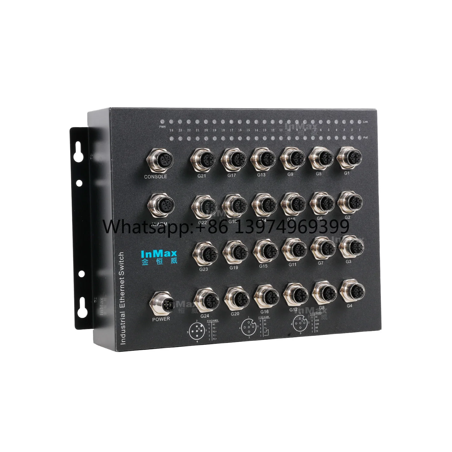 InMax Manufacturer M12 Industrial Switch 24 Port 10/100/1000Mbps Management Gigabit M12 Cable and M12 Railway Ethernet Switch