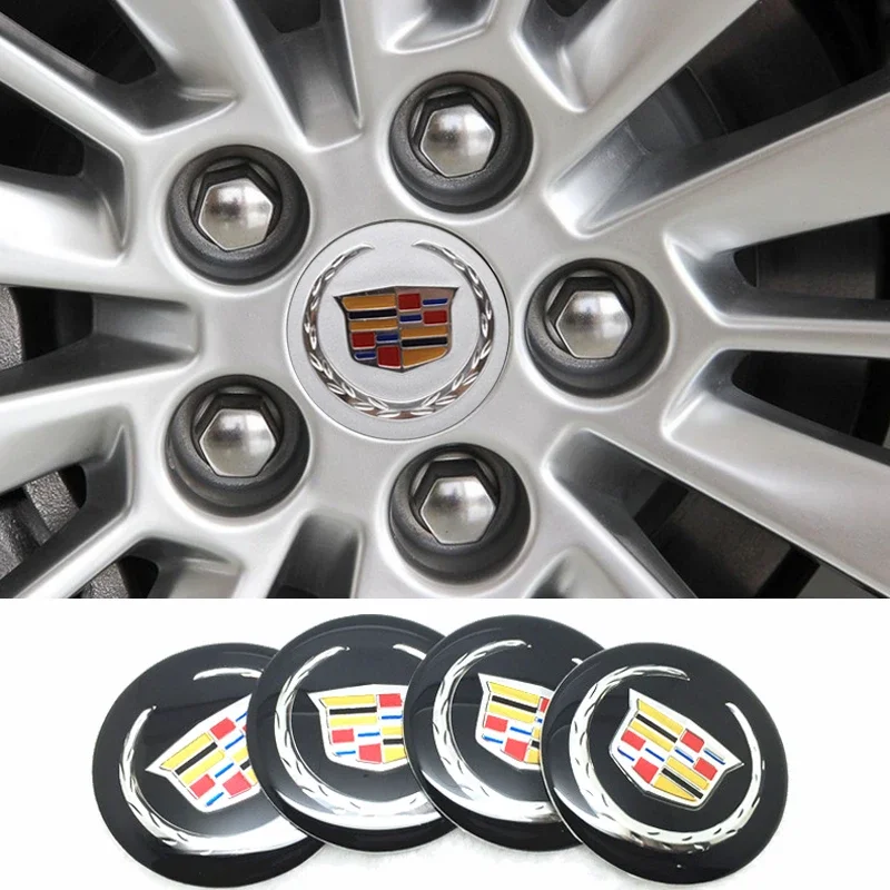 4pcs Car Logo Badge for Cadillac ATS CTS DTS STS SLS SLR XLR BLS Seville Escalade Deville Tiburon CT6 56mm Wheel Center Sticker