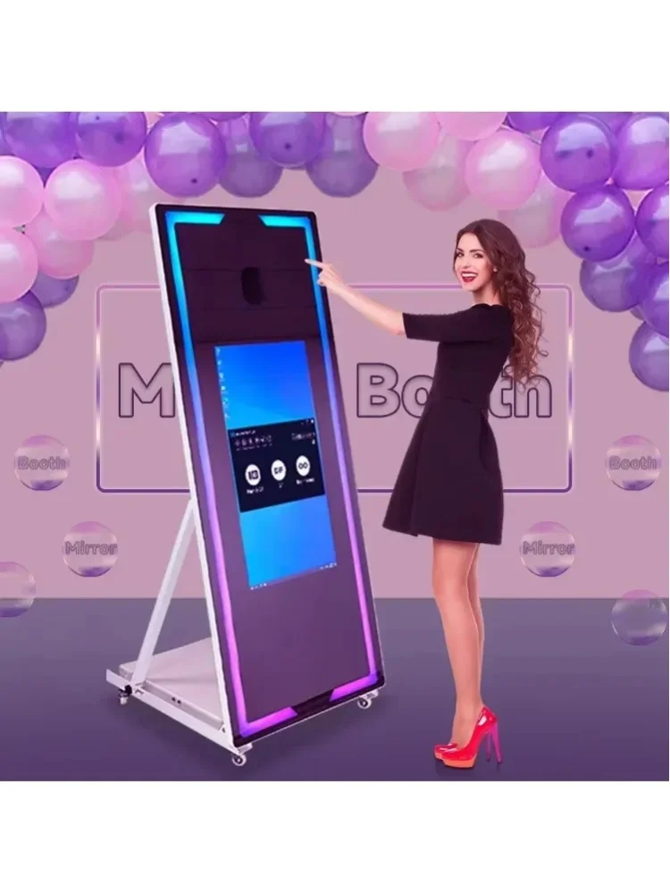 Hochwertige, tragbare Fotobox mit Touchscreen, versandt aus der EU, 43/65 Zoll Spiegel-Fotobox, perfekt für Hochzeiten und Veranstaltungen.