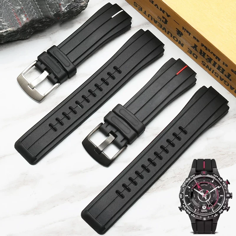 For timex Watch strap T2N720 T2N721 TW2T76300 Watch Bracelet Convex interface 26*16mm Rubber Silicone Watch accessories Band