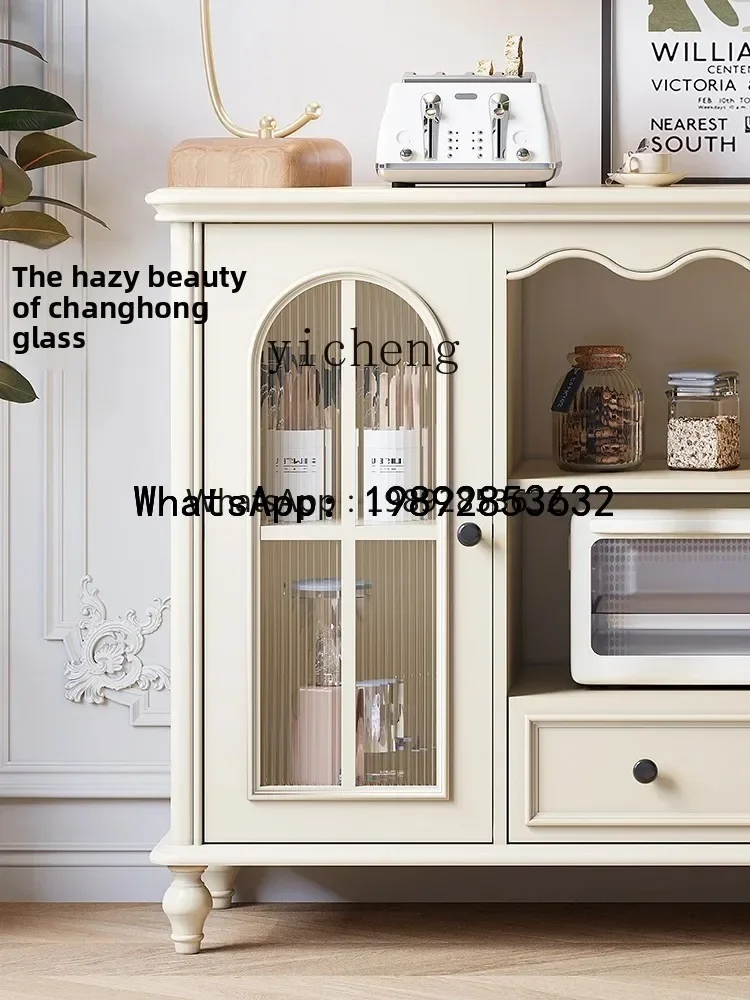 

W7- solid wood dining side locker kitchen locker white cream wind storage tea cabinet room decoration living room decoration