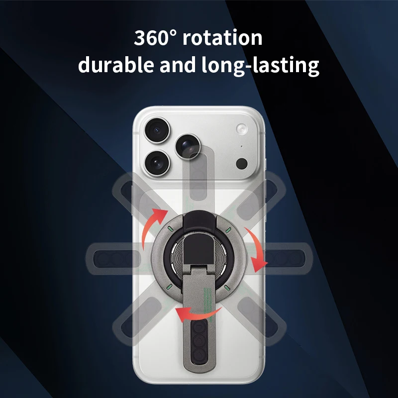 Double-Sided Magnetic Phone Ring Stand for iPhone 18/17/16/15/14/13 Pro Max ABS Desk Stand Holder 360° Rotation Decompression view 3
