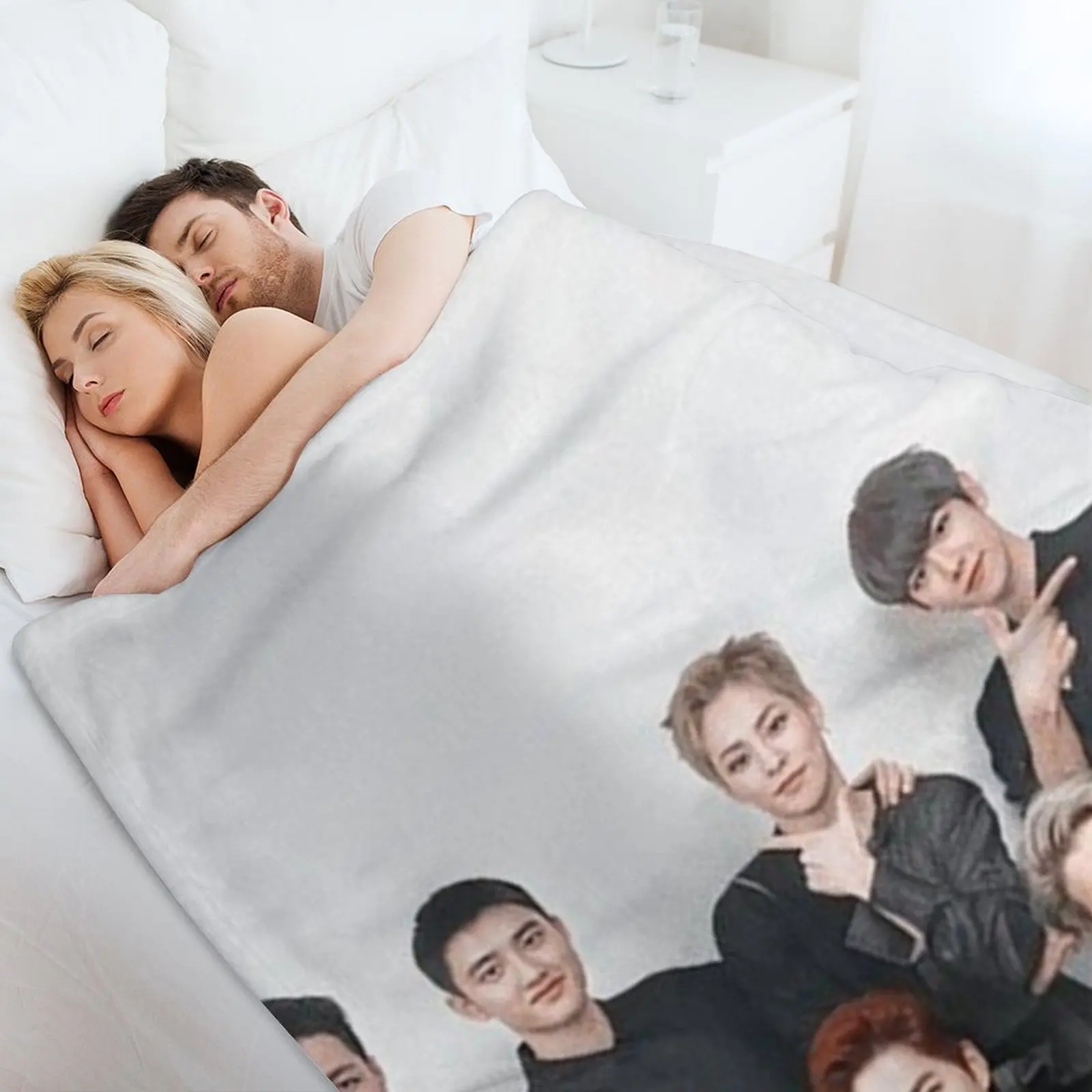 OT9.EXO.BOYZ رمي بطانية كيس النوم السفر السياحي لينة أفخم منقوشة البطانيات