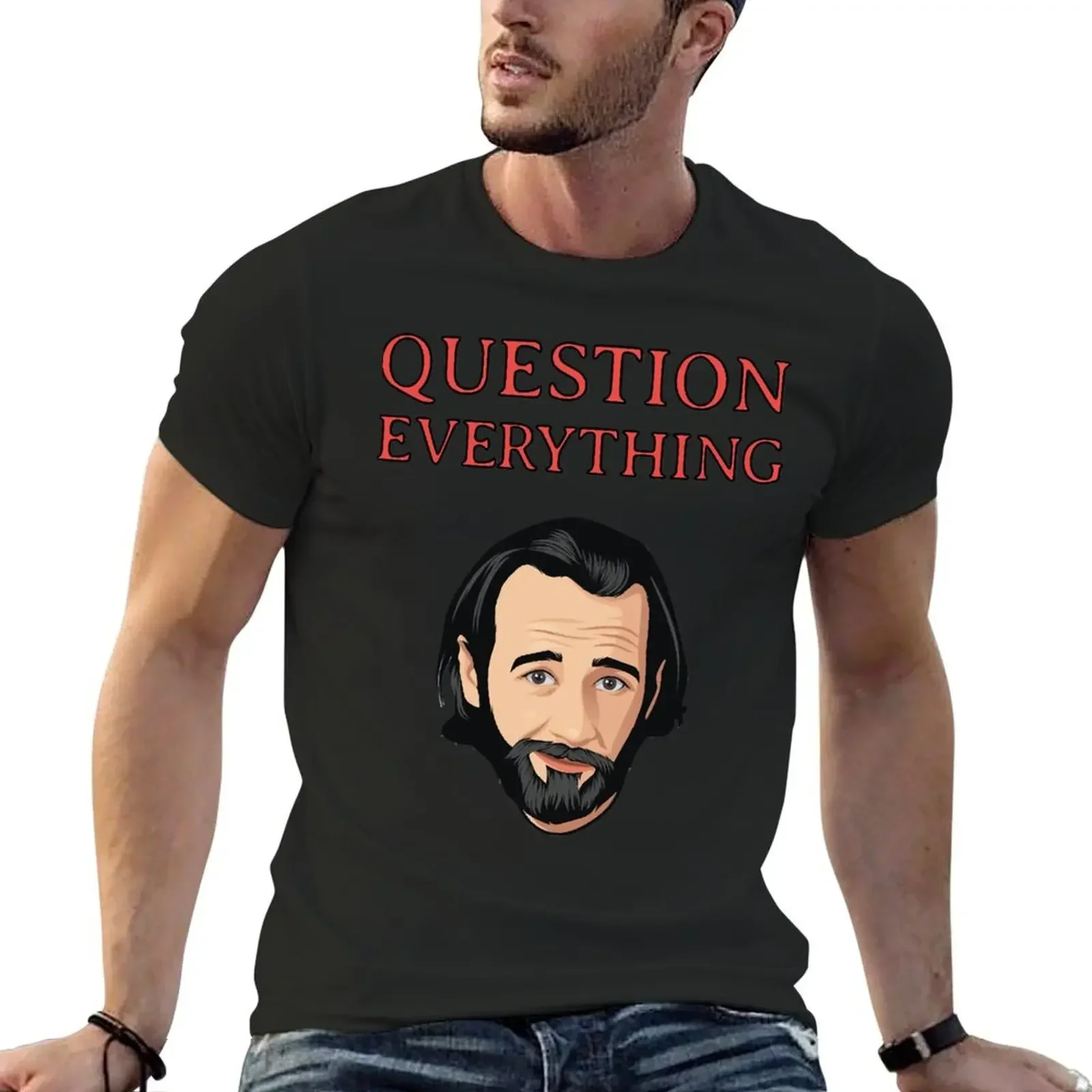 Awesome Comedian George Carlin Question Everything T-Shirt tops oversized plain t shirts men