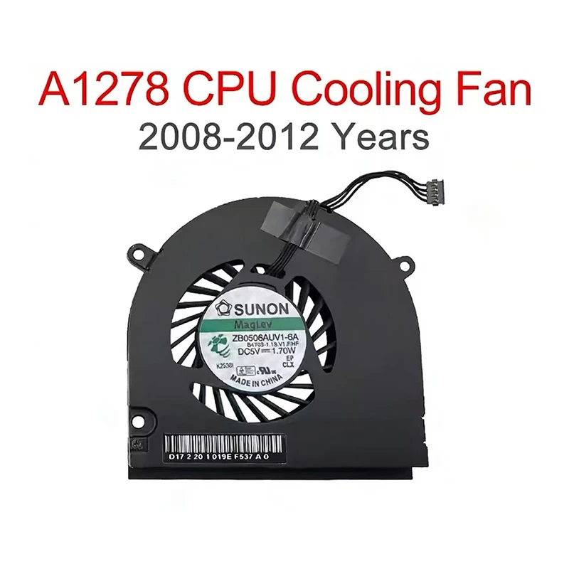 

Оригинальный вентилятор для ноутбука, кулер для процессора Macbook Pro 13 дюймов A1278, охлаждающий вентилятор 2008-2012 ZB0506AUV1-6A