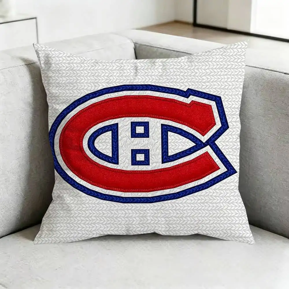 Montreal-L C-Canadiens LOGO Pillow Case Square Double-Sided Sofa Cushion Cover Bedroom Bedside Pillow Gift