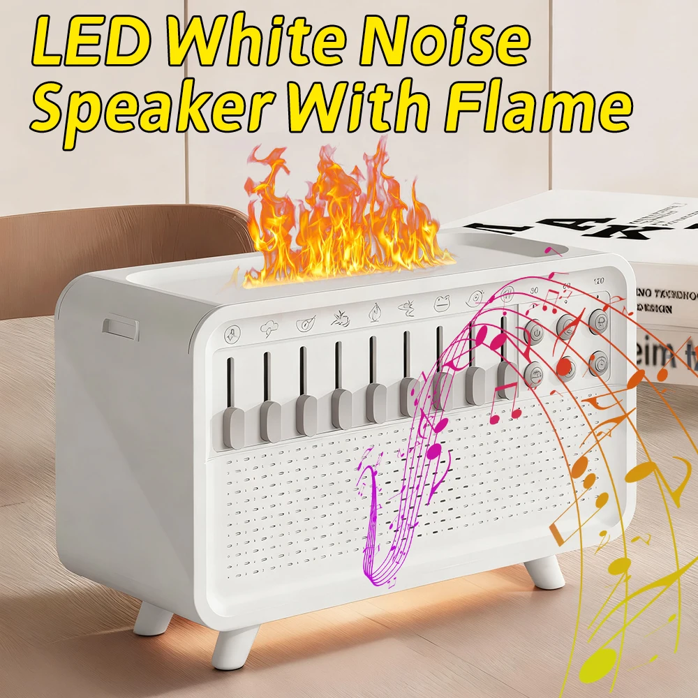 

LED White Noise Speaker With Flame Aroma Diffuser 3-Level Dimming For Sleep Therapy Timer Sleep Sound Machine For Home Bedroom
