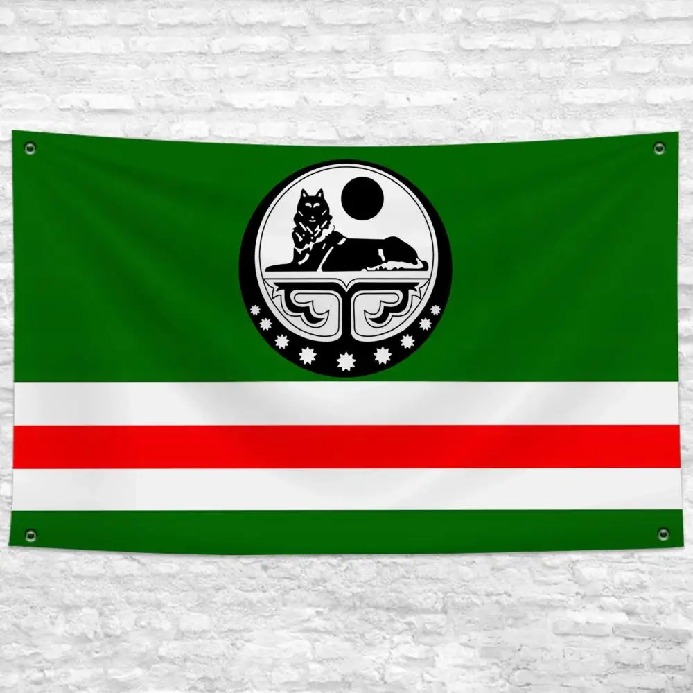 Flaggen mit dem Logo der Republik Tschetschenien, individuelles Wandbehang-Kunstbanner für Schlafzimmer, Zuhause, Wohnzimmer, Außendekoration