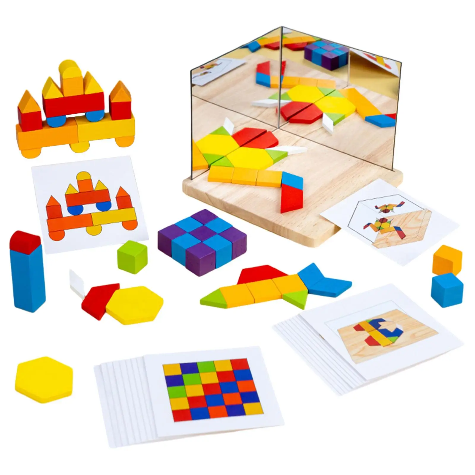 Giochi puzzle con immagini a specchio Giocattoli Montessori Blocchi di immaginazione spaziale Giocattoli educativi precoci per età 4 5 6 Regali per le vacanze delle ragazze