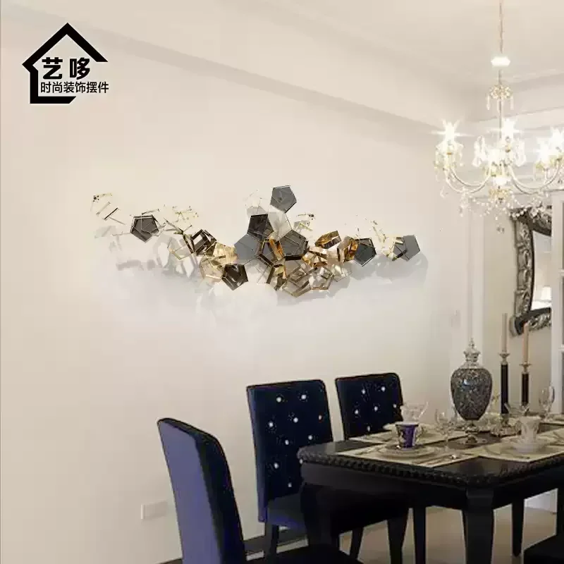wall decoration three-dimensional pendant entrance restaurant wall decoration light luxury metal wall decoration