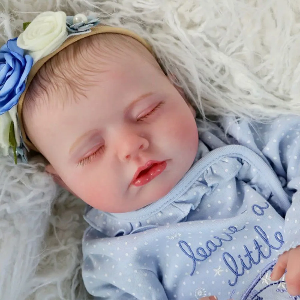 45cm Bebe Reborn Doll Already Painted Newborn Baby Size Sleeping Doll Handmade Lifelike Baby Dolls 3D Skin with Visible Veins