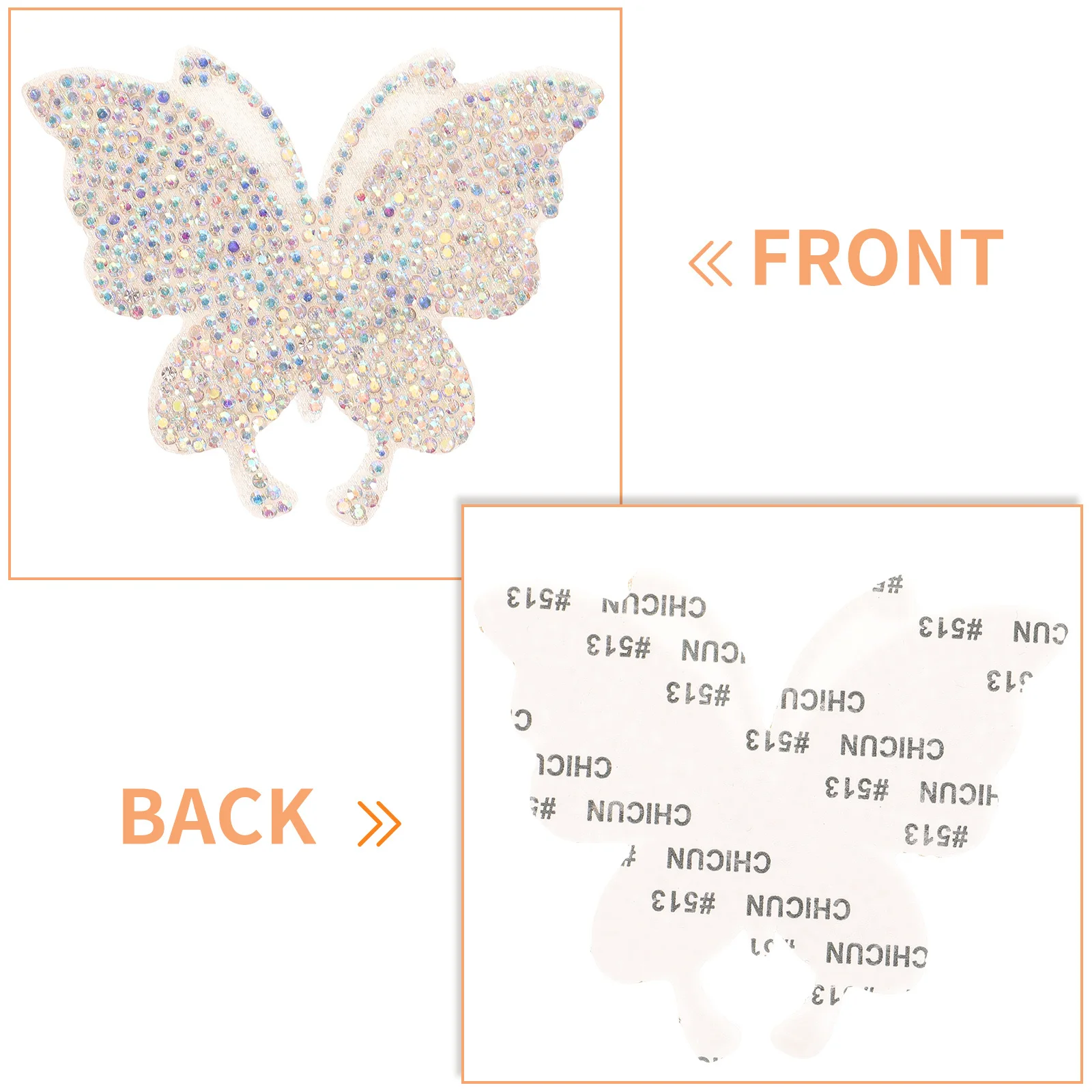 5 قطع من ملصقات الفراشة الكريستالية المصنوعة من حجر الراين اللامعة المزخرفة لملابس الأمتعة والكمبيوتر المحمول الزجاجية للسيارة #6