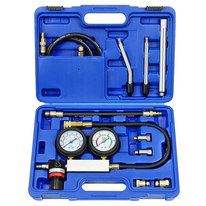 10PCS Cylinder Leak Detector Engine Compression Tester Kit for Pressure Check & Leakage Rate Test with Extension Rod Blue