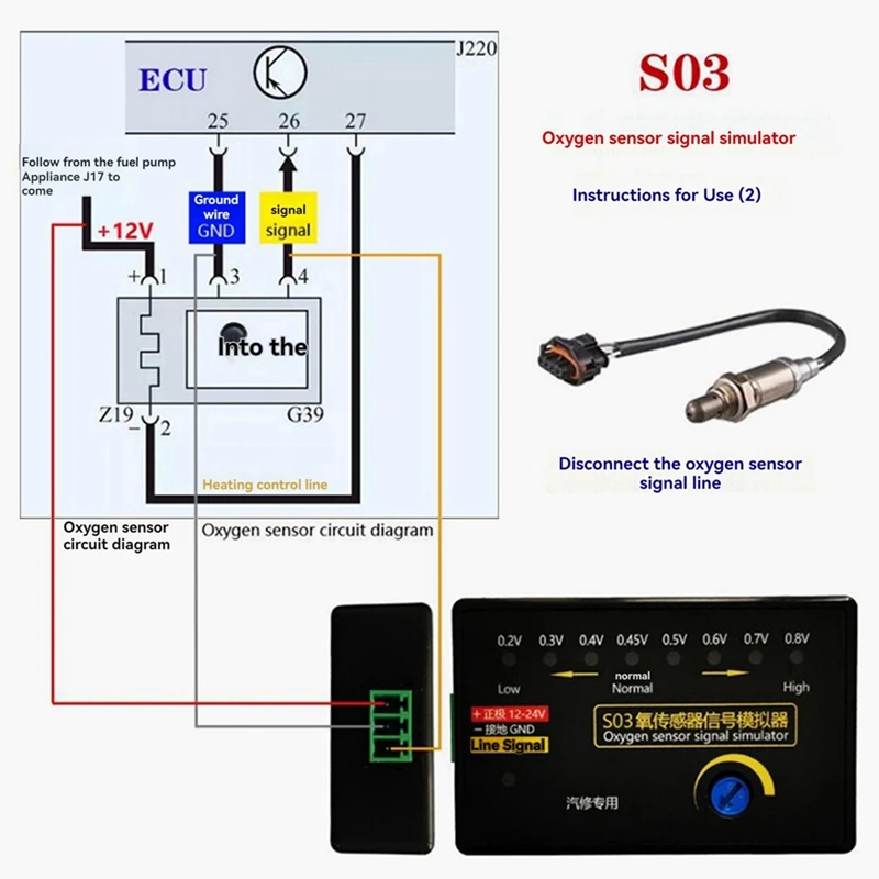 Mini Type Automobile Oxygen Sensor Signal Simulator,Simulate Four-Wire Oxygen Sensor Signal