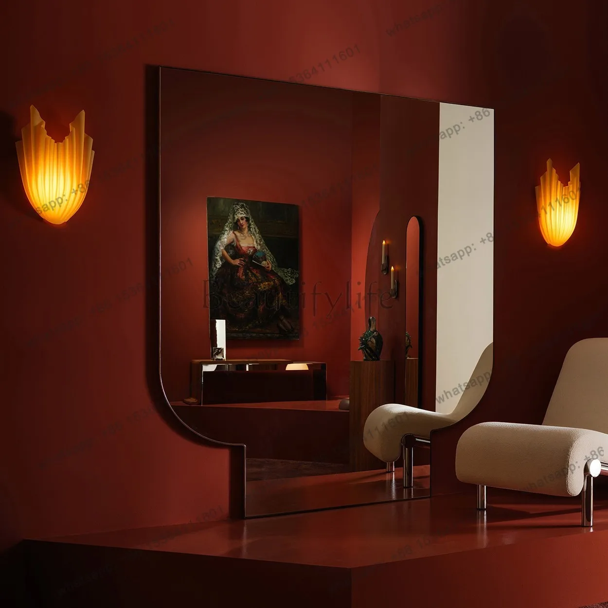Modern minimalist art mirror non-specification wall-mounted home living room full-length mirror