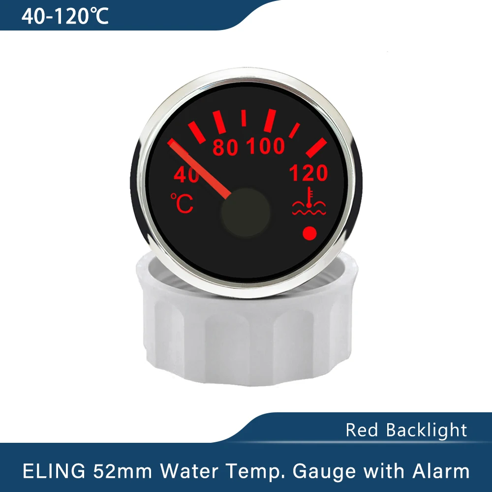ELING-درجة حرارة المياه الشاملة للشاحنات واليخوت ، إشارة مقياس 52 مع إضاءة خلفية حمراء وإنذار بالضوء ، سيارة ، دراجة نارية ، قارب ، 40-شاف ℃
