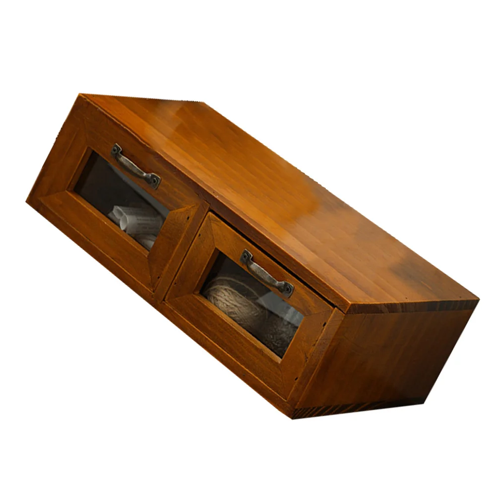 Vintage Style Computer Monitor Stand Desktop ganizer Acrylic Drawer Wood Storage Box Elevator Shelf Safe MultiUse