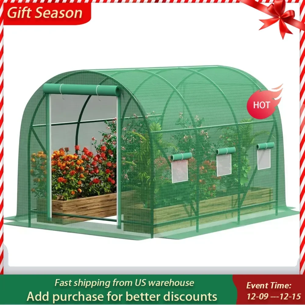 Greenhouses for Outdoors Winter Heavy Duty Large Walk in Tunnel Green House Portable for Plants, Reinforced Frame, Free Shipping