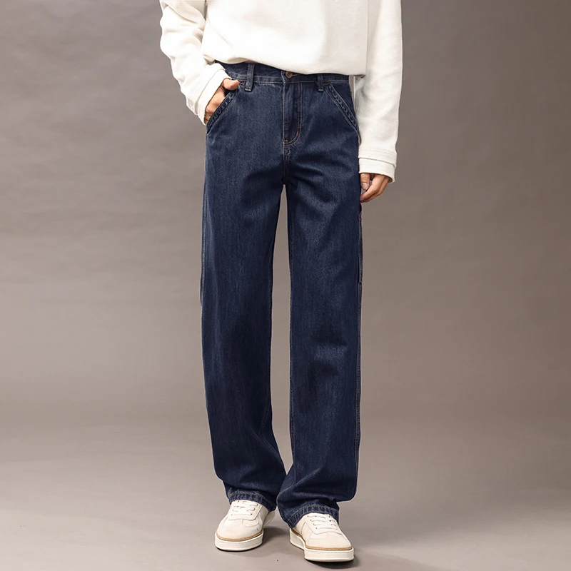 

Мужская уличная одежда, модные свободные повседневные прямые джинсовые джинсы-карго больших размеров, мужские брюки Cityboy