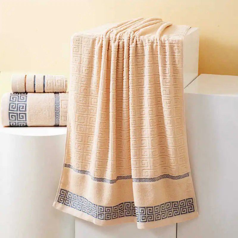

3PCS Cotton Towel Set For Adult Bathroom Terry Bath Towel Grey Yellow White Geometric Travel Sport Face Towels Gym Washcloths