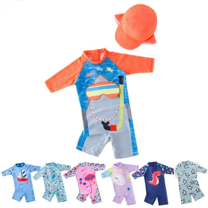 2024 Children's One Piece Swimsuit Sunscreen Quick-Dry Baby Surfing Suit for Boys Girls Swimwear Toddler Bathing Suit