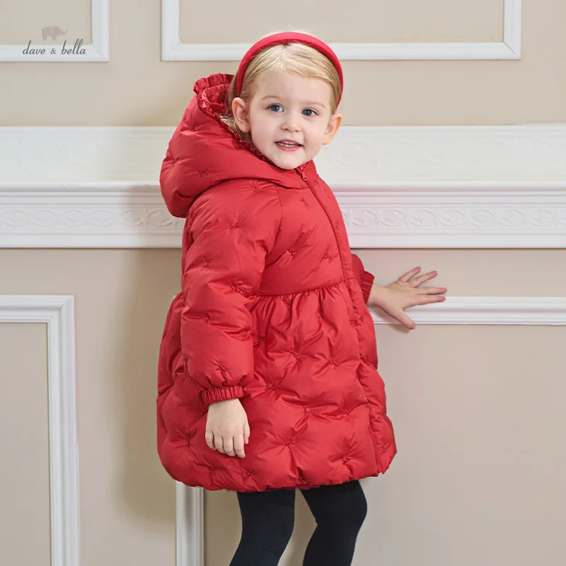 

Dave Bella Children Girls Cute Tops Outerwear 2024 Autumn Winter Casual White Duck Down Parka Outdoor Warm New Year DB4242945
