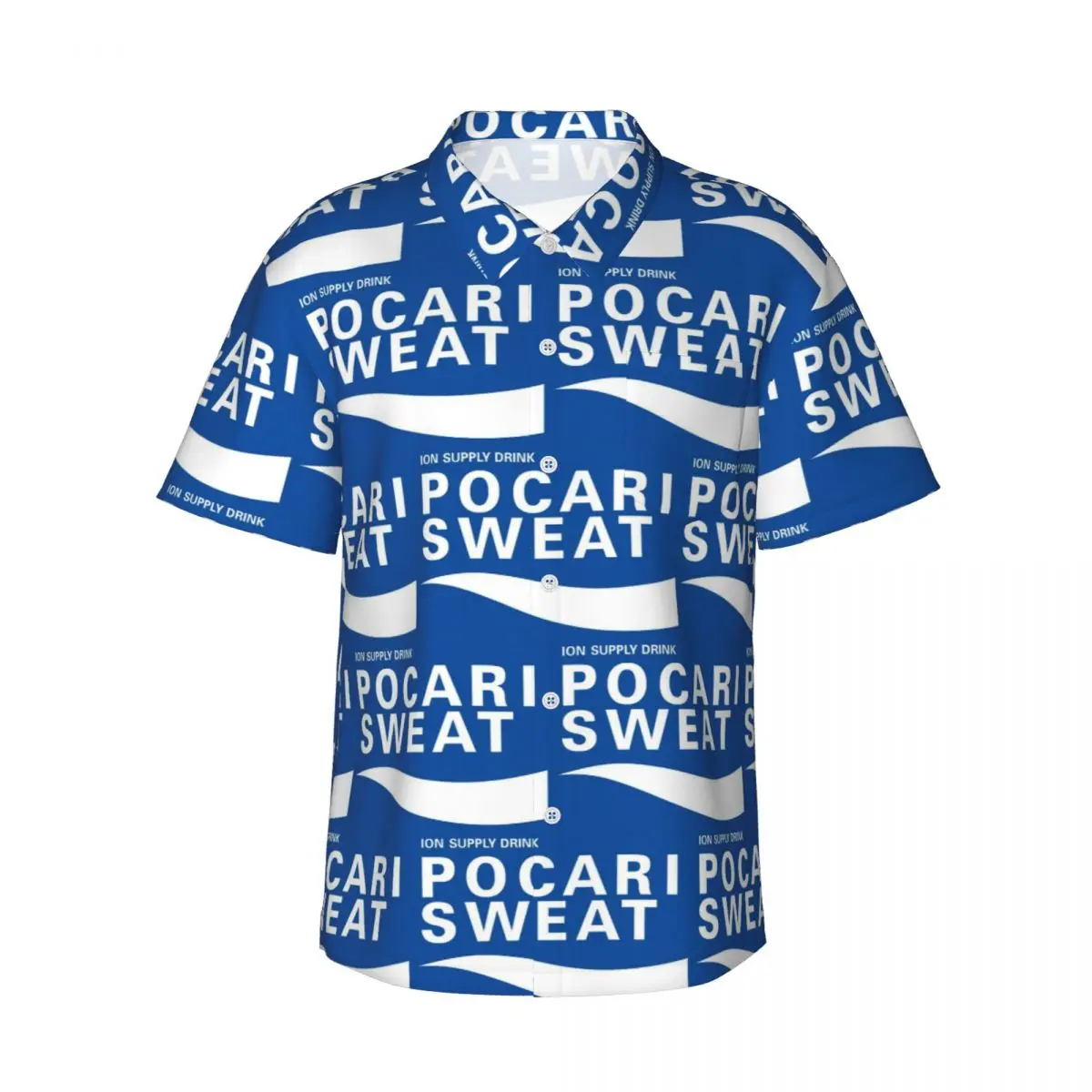 

Мужские рубашки Just Some Pocari Sweat Merch, гавайская рубашка с коротким рукавом, модные топы на пуговицах для летнего пляжа