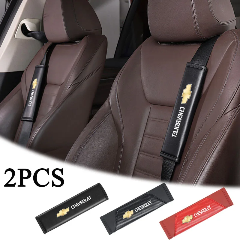 Funda para cinturón de seguridad de coche, accesorios de hombrera de cuero para Chevrolet Bolt Spark Tahoe Z71 Aveo Impala Lacetti Malibu Sail SS, 2 uds.