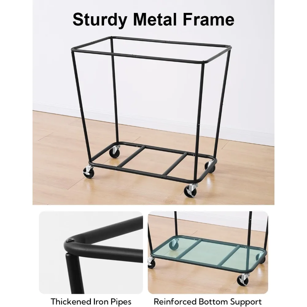 سلة غسيل دوارة كبيرة جدًا بعجلات، سلة تنظيم الملابس للفنادق، حل تخزين الملابس القذرة #3