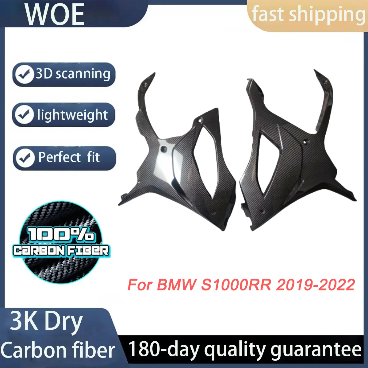 3K Carbon Fiber Lower Belly Pan Engine Exhaust Cover Fairing Kits for BMW S1000RR 2019 2020 2021 2022 Motorcycle Accessories