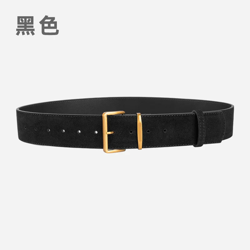 Cintura vintage smerigliata Cintura da donna in vera pelle decorativa per jeans, semplice e versatile