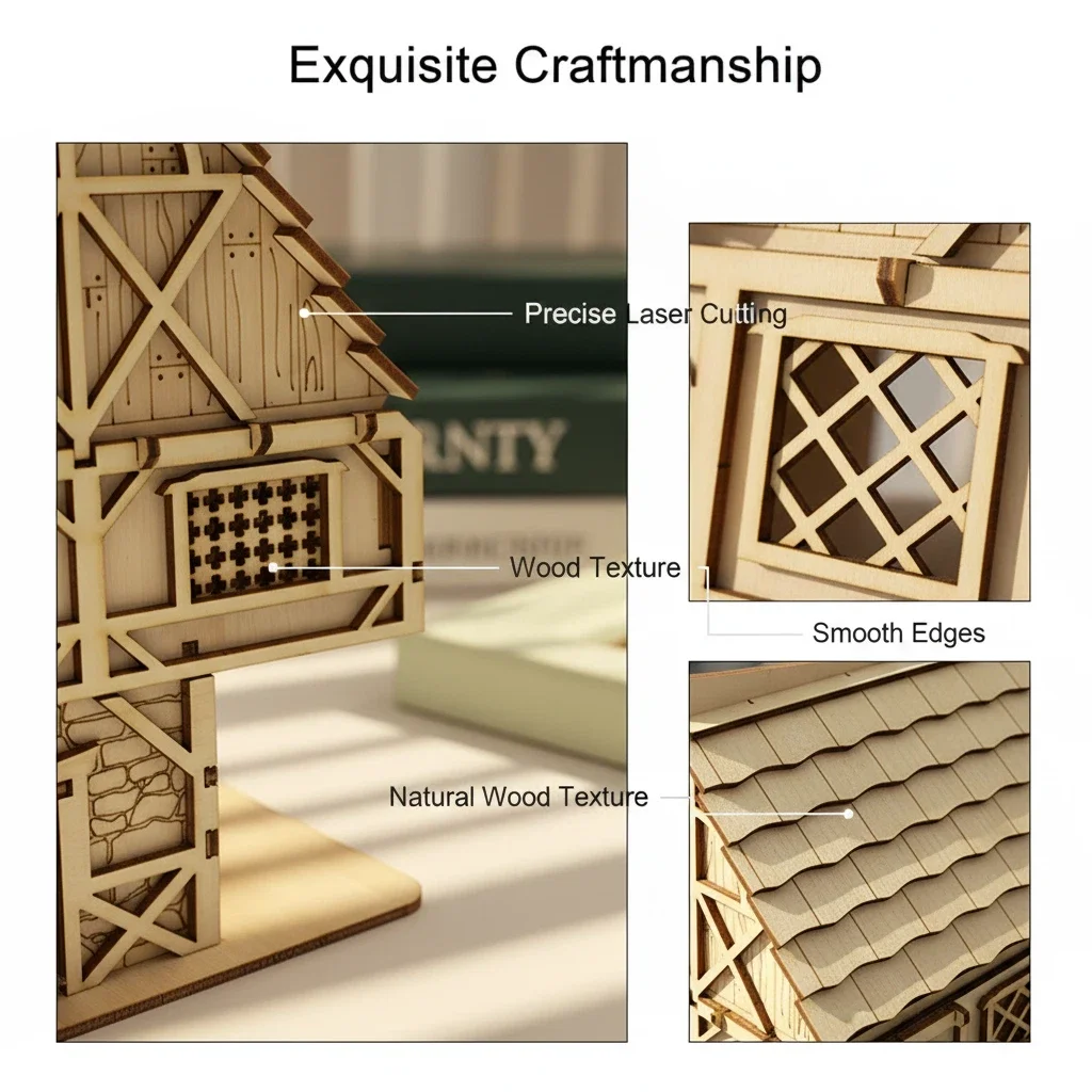 OUZEY DIY miniatuur "Dream Inn" houten modelbouwpakket - 3D-puzzel fantasiegebouw, creatieve weergave voor alle leeftijden