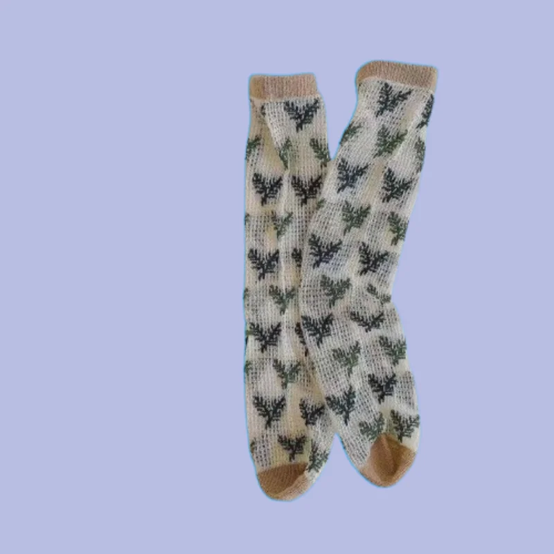 Chaussettes mi-mailles fines pour enfants, 1/3 paires, Empilées, Nouveau Style Coréen, Motif Floral, Long Tube, Été