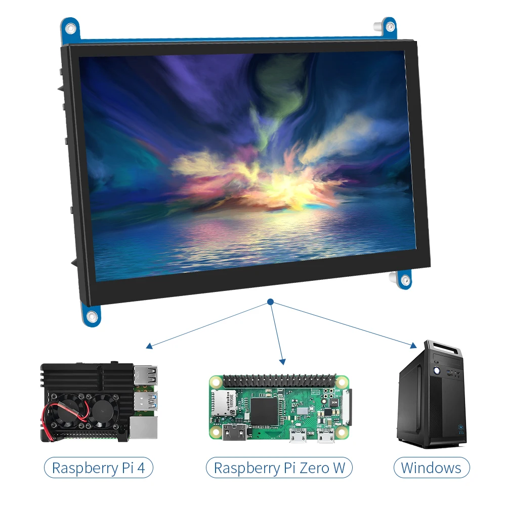 Go! 7Inch IPS/TN AIDA64 LCD Display mini pc Touch HDMI Module 1024 x 600 for Raspberry Pi 3 Pi4 PC monitor moniteur tacti