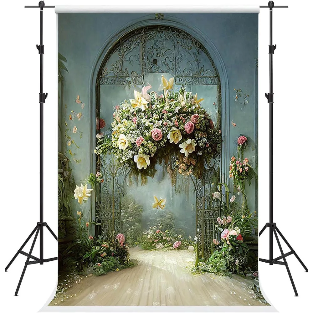 빈티지 유화 사진 배경 꽃, 어린이 생일 결혼식 출산 초상화 장식 배경, 사진 스튜디오 WT-01