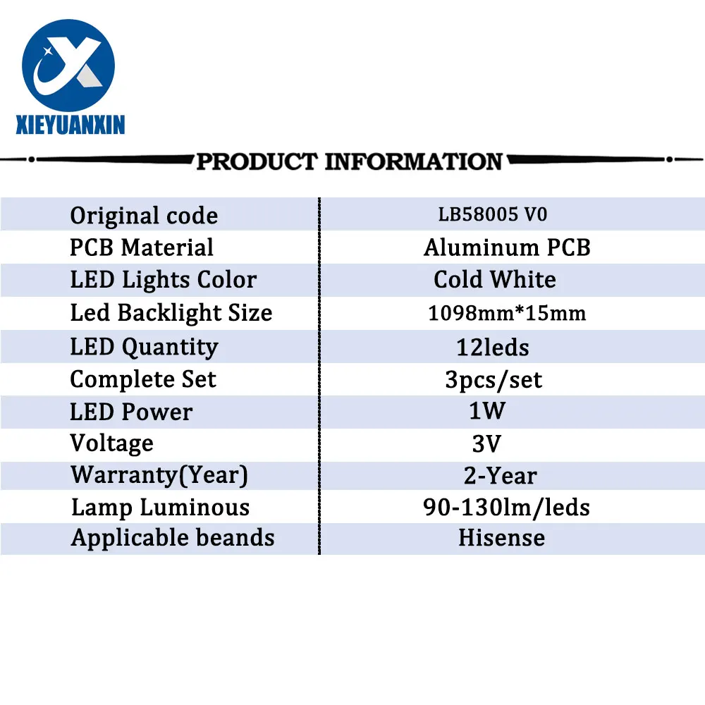 3 pçs 3v quadrado len led tv backlight strip para hisense 58 polegada lb58005 v0 HD580X1U91-L1 58t55e 58e3f 58a52e hz58e3d 58r6e3 58a7100