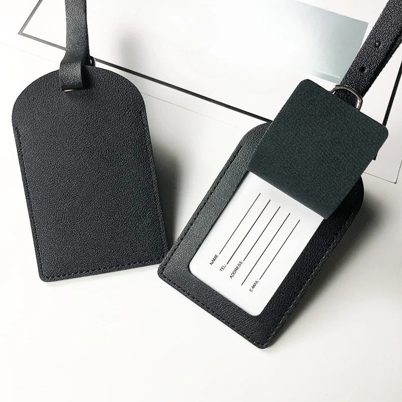 Women Men Luggage Tags PU Leather Travel Accessories Suitcase ID Address Name Holder Baggage Boarding Tags Portable Label view 6