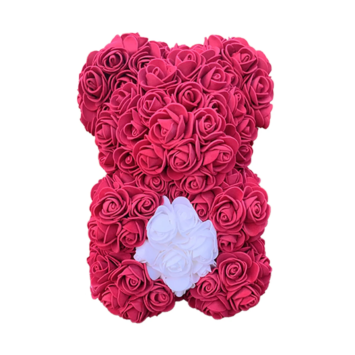 Ours en peluche rose pour femme, ours en fleurs artificielles, coeur de Leon, mariage, anniversaire, cadeaux de Noël, 25cm