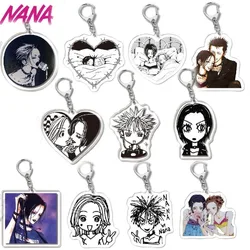Cute Black and White Style Nana Keychains Accessories Anime Bag Pendant Key Chain Man Acrylic Key Ring Pendant Decor Fans Gift