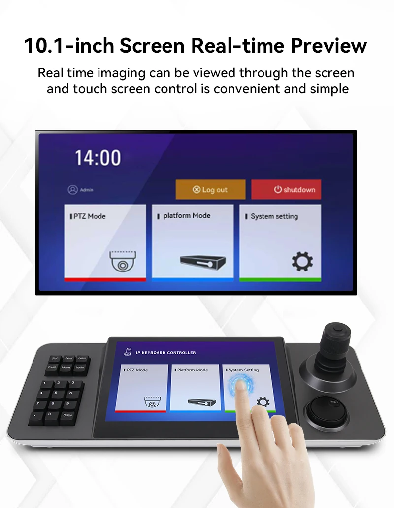 4d netzwerk ptz tastatur controller 5 zoll industrielle lcd bildschirm ip joystick steuerung für poe onvif ptz kameras live stream