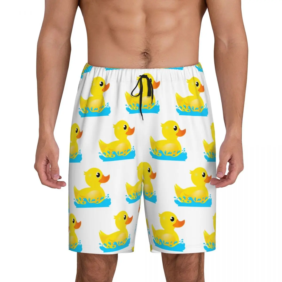 

Мужские пижамные шорты с принтом желтой резиновой уточки и брызгами, для сна и отдыха