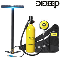 DIDEEP 1L Mini Scuba Diving Cylinder Oxygen Tank Set Dive Respirator Air Tank Hand Pump for Snorkeling Breath Diving Equipment