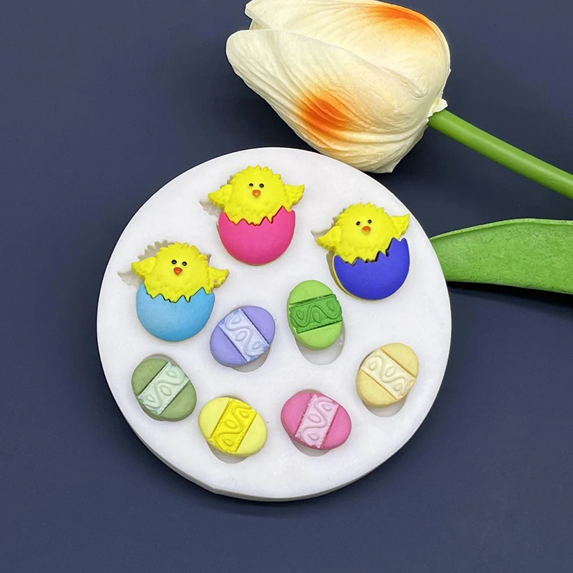 Chick Easter Eggs Silicone Mold Sugarcraft Chocolate Cupcake Baking Mold Fondant Cake Decorating Tools