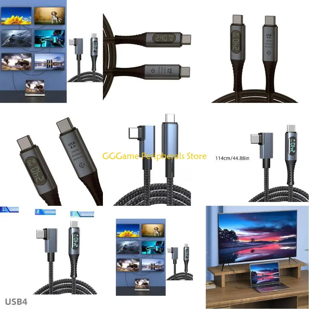 

U55B USB 4 Cable with LED Display Supports 8K Video 40Gbps Data Transfer 240W USB C