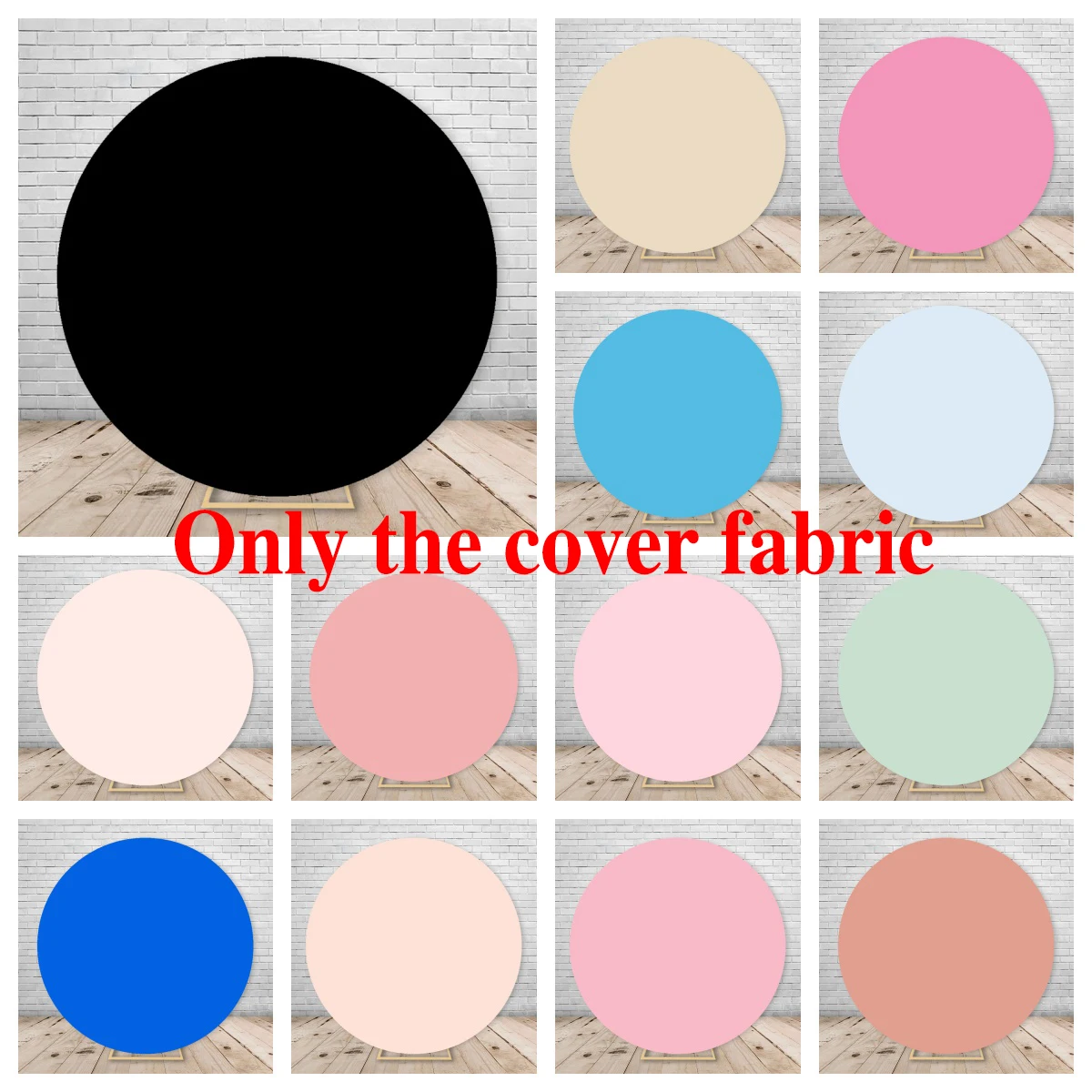 

White Pure Color Circle Round Backdrop Cover Customized Poster Wedding Baby Shower Birthday Party Decor Elastic Photo Background