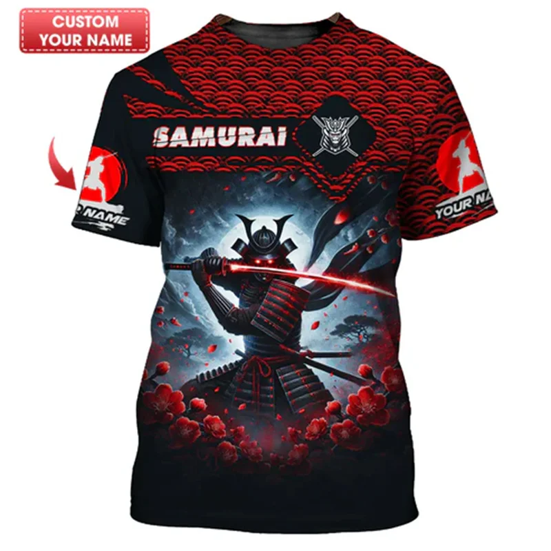 

Japanese Samurai Theme T-shirt For Men Ninja 3D Print Short Sleeve T Shirts Street Personality Custom 2025 Novel Trend Tee Top