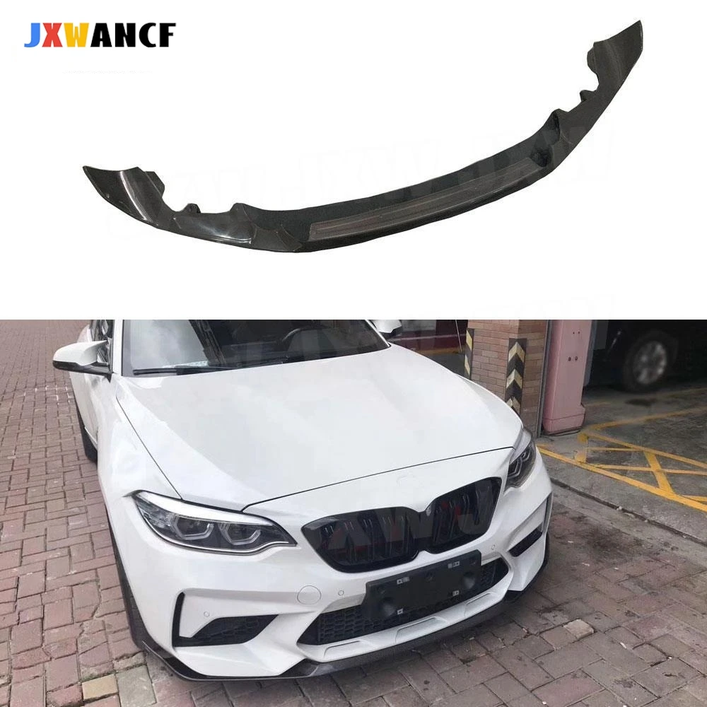 

JXWANCF сухой спойлер из углеродного волокна для передней губы и подбородка, фартук для BMW F87 M2C M2 Competition 2018-2019 MP Style, защита бампера