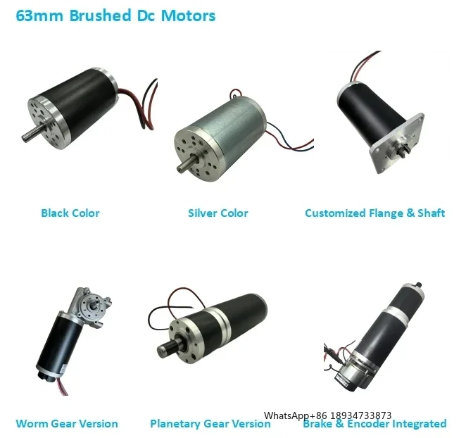 63mm High Torque Permanent Magnet Brushed Dc Motor 24v 12v 36v 48v Dc Gear motor Dunker Gr63 Equivalent 50w 75w 100w 150w 200w