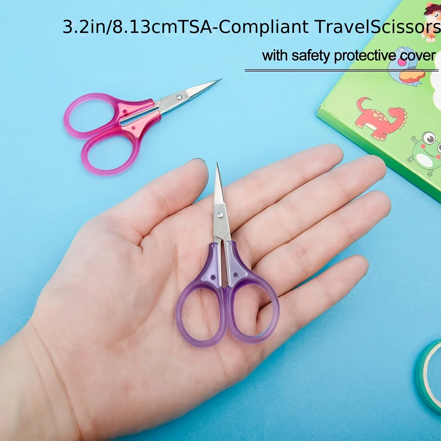 1pc Compact Precision Craft Scissors Sharp Stainless Steel Blades with Protective Cap, Tsa-Approved for Travel Stationery